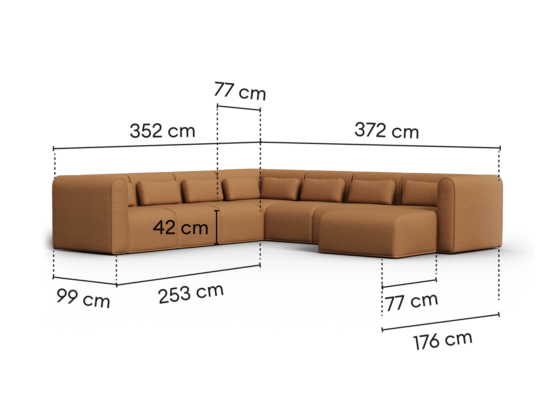 Bangalow Modular Sofa - Sand Dune (Luxe edition) / Corner / 7 Sections with Chaise