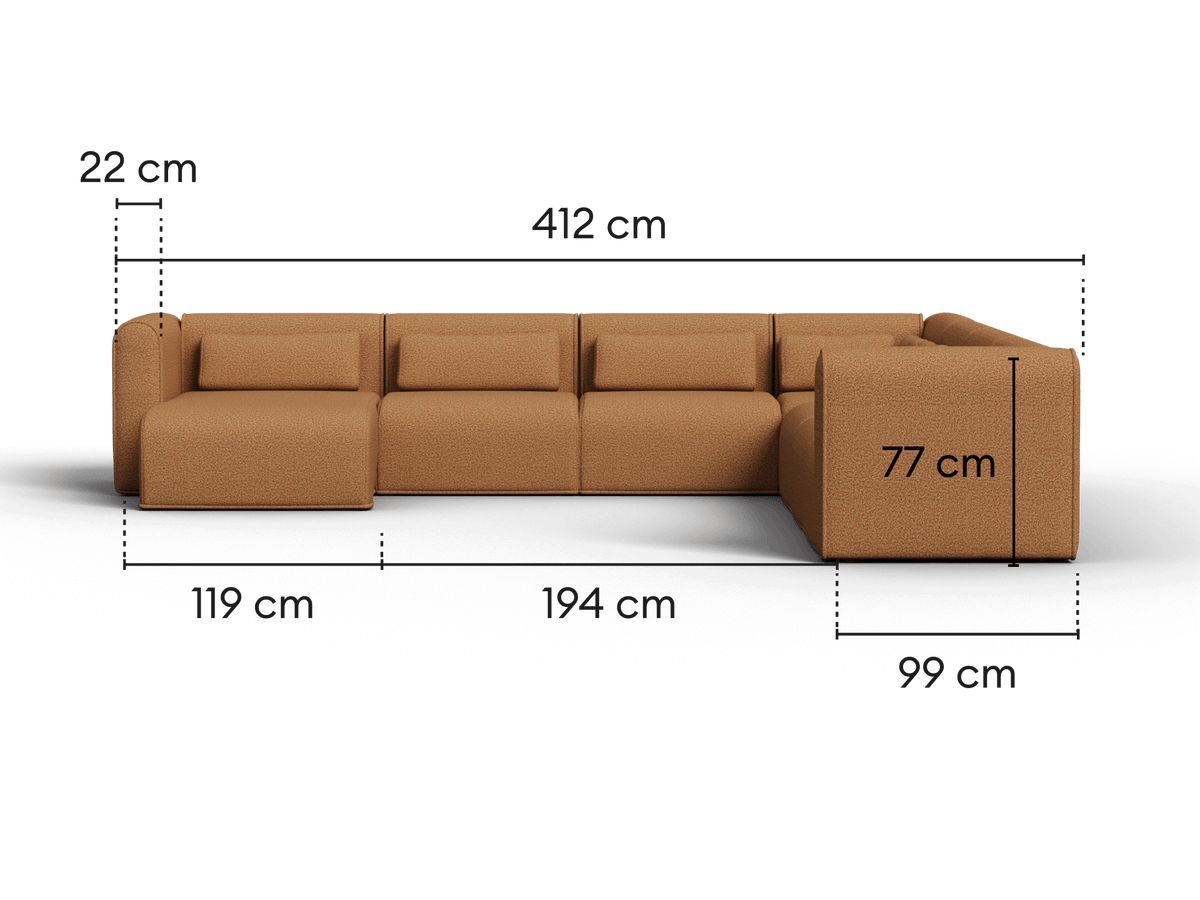 Bangalow Modular Sofa - Sand Dune (Luxe edition) / Corner / 7 Sections with Chaise
