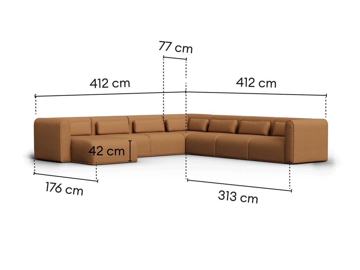 Bangalow Modular Sofa - Sand Dune (Luxe edition) / Corner / 7 Sections with Chaise