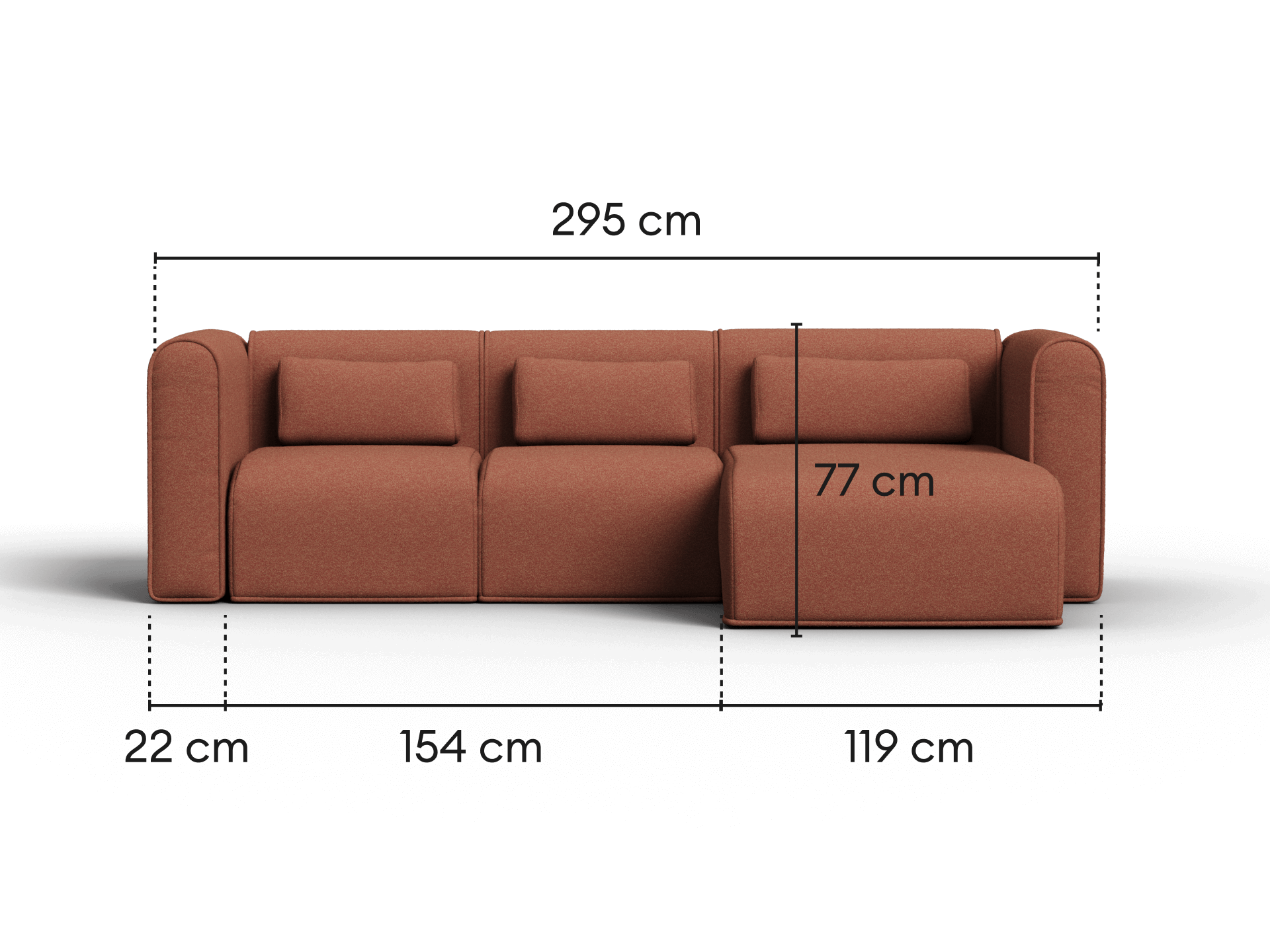 Bangalow Modular Sofa - Chaise / 3.5-Seater / Sunset Rust
