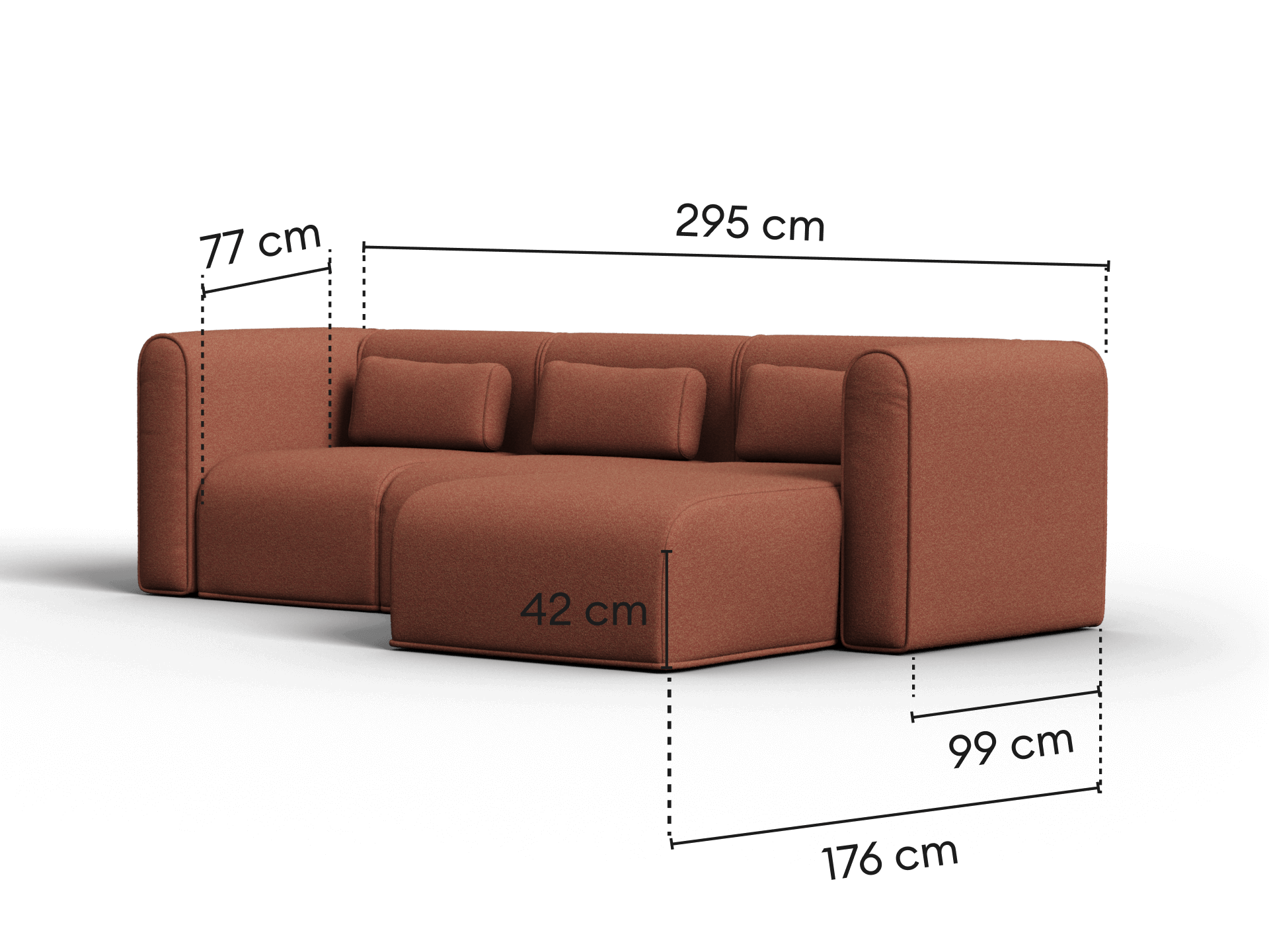Bangalow Modular Sofa - Chaise / 3.5-Seater / Sunset Rust