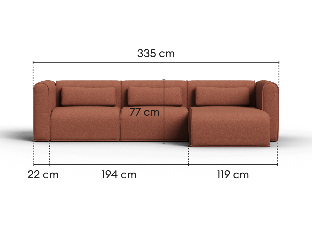 Bangalow Modular Sofa - Sunset Rust / Chaise / 3 Sections
