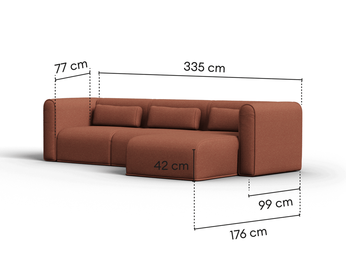 Bangalow Modular Sofa - Sunset Rust / Chaise / 3 Sections