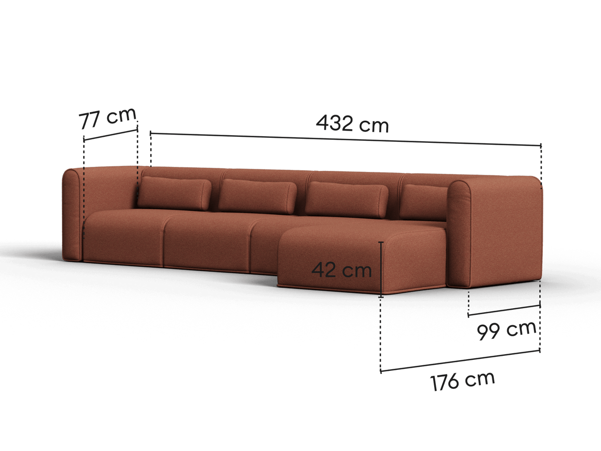 Bangalow Modular Sofa - Sunset Rust / Chaise / 4 Sections