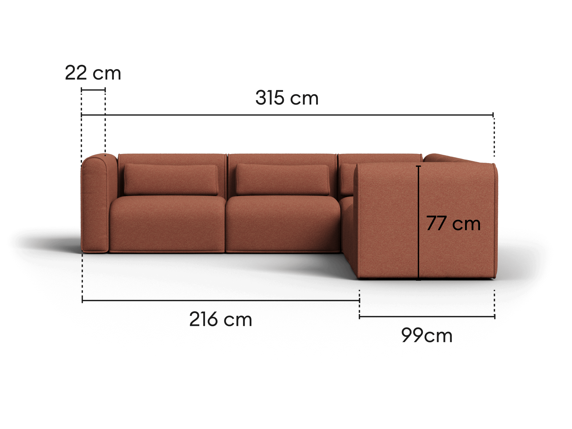 Bangalow Modular Sofa - Sunset Rust / Corner / 7-Seater