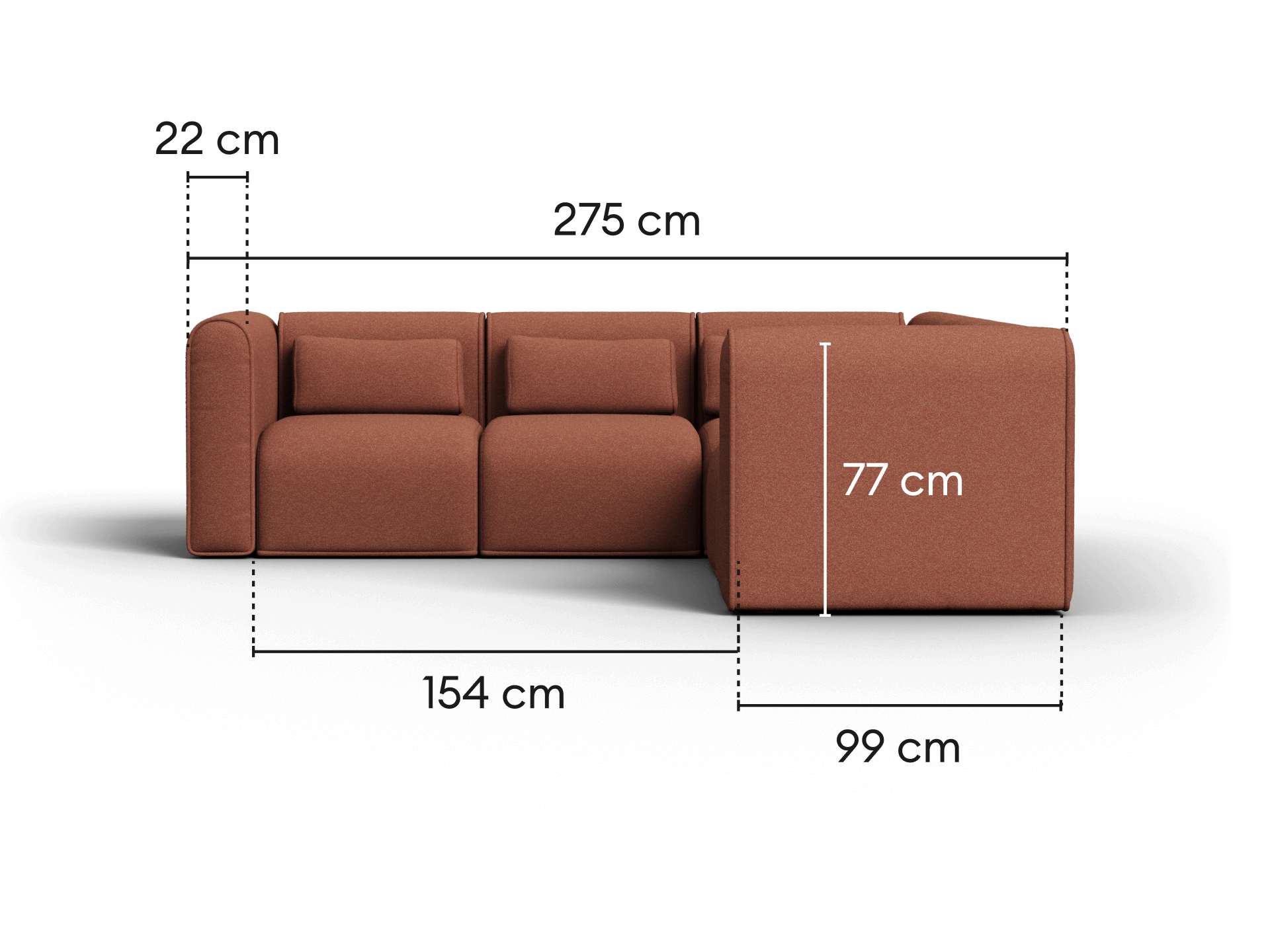 Bangalow Modular Sofa - Corner / 5-Seater / Sunset Rust