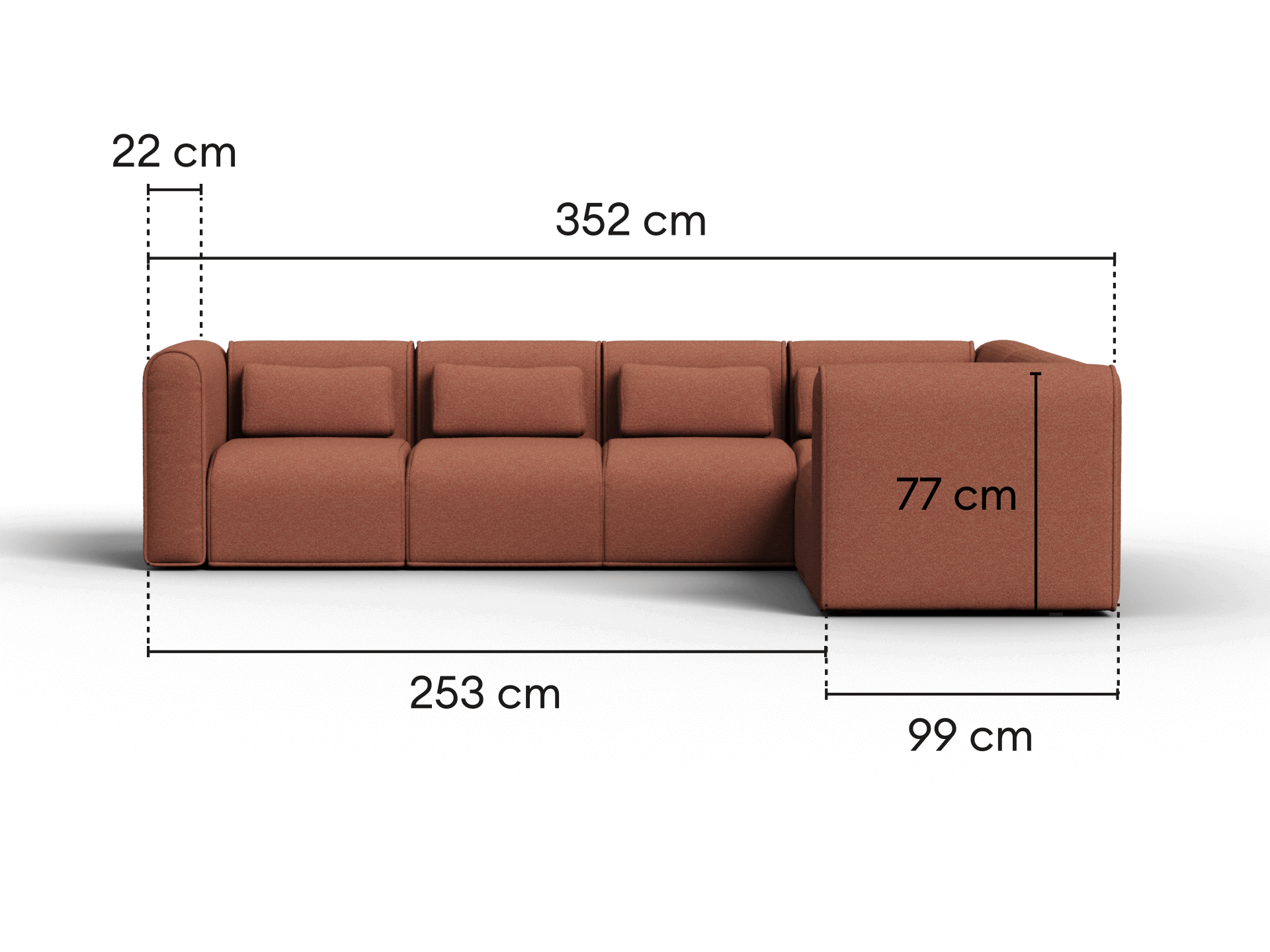 Bangalow Modular Sofa - Sunset Rust / Corner / 6 Sections