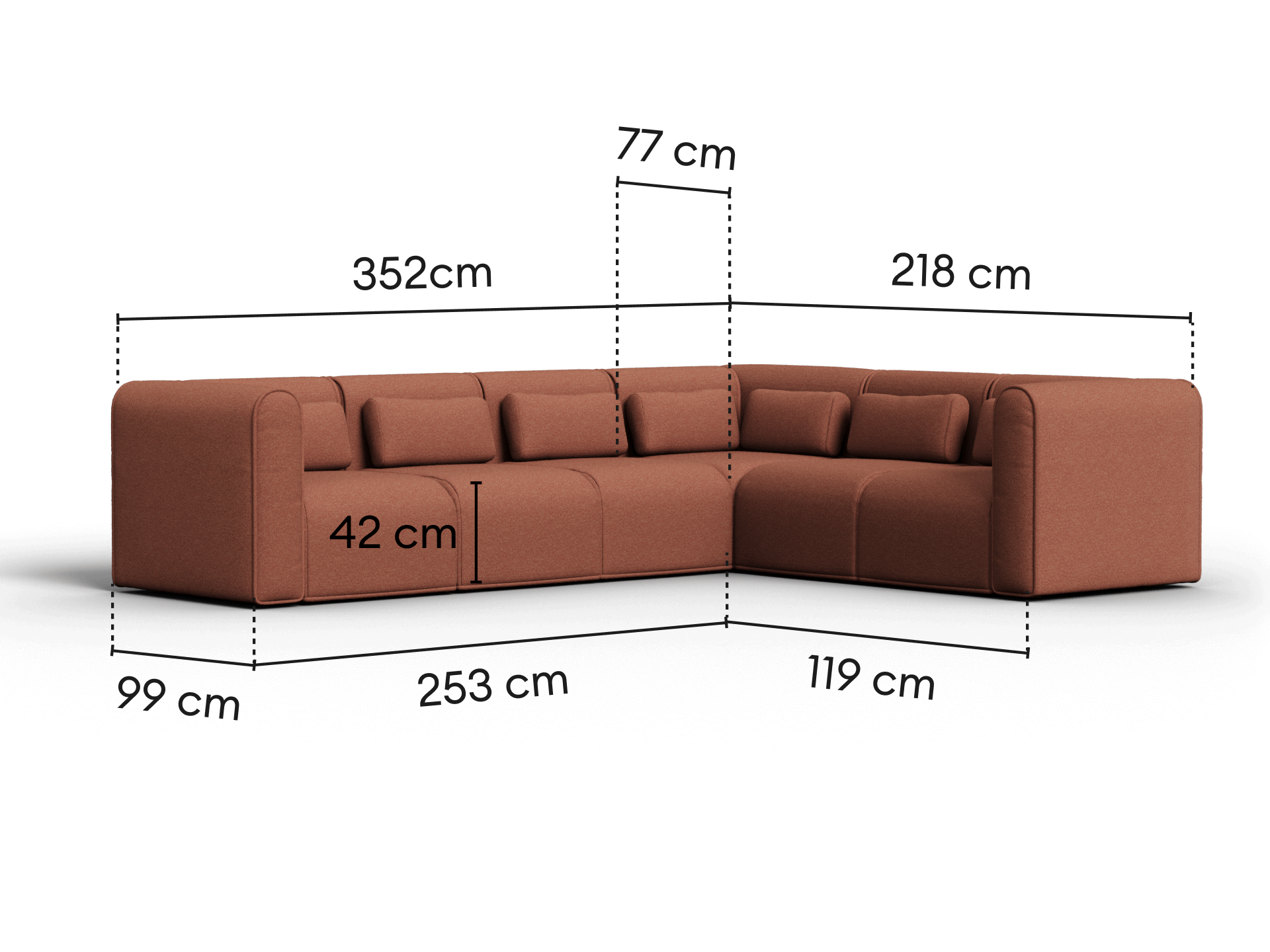 Bangalow Modular Sofa - Sunset Rust / Corner / 6 Sections