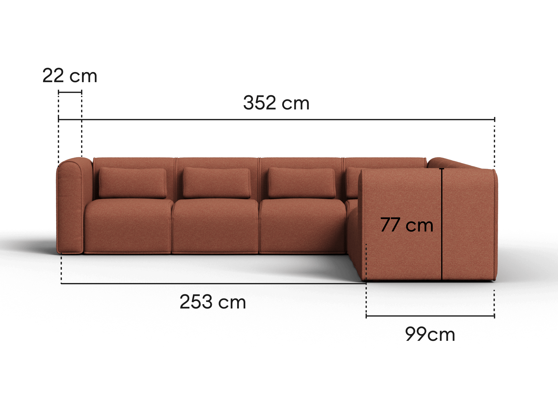 Bangalow Modular Sofa - Sunset Rust / Corner / 8-Seater