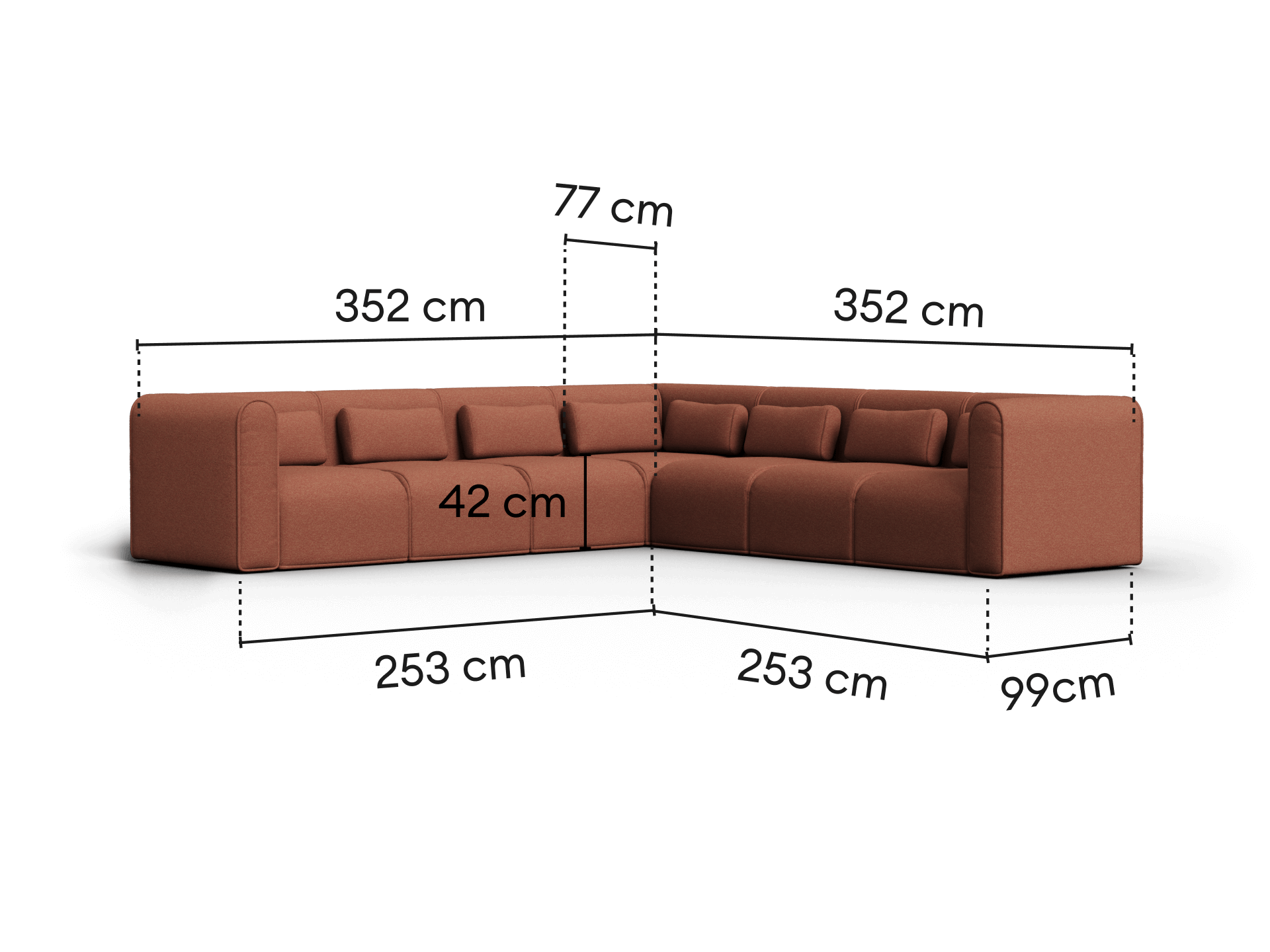 Bangalow Modular Sofa - Sunset Rust / Corner / 8-Seater