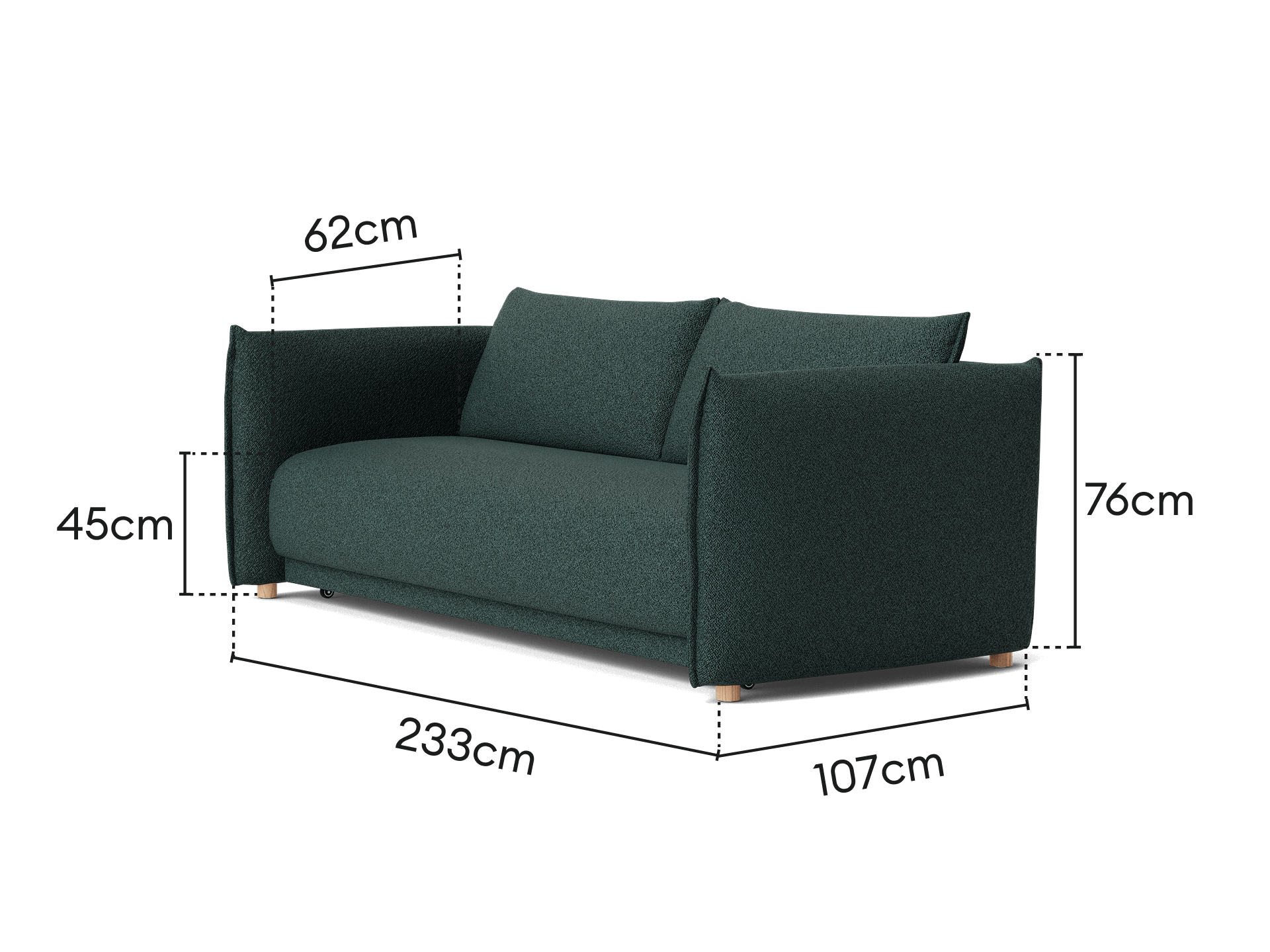 Byron Sofa Bed [3rd Gen] - 3.5-Seater / Aussie Moss (Luxe edition)