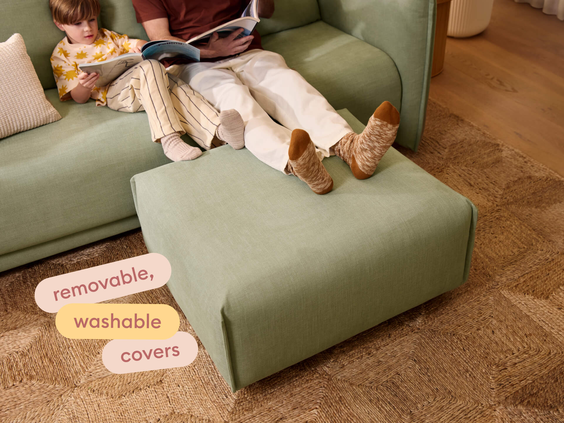 Byron Sofa Bed Covers [3rd Gen] - Ottoman / Cool Cactus