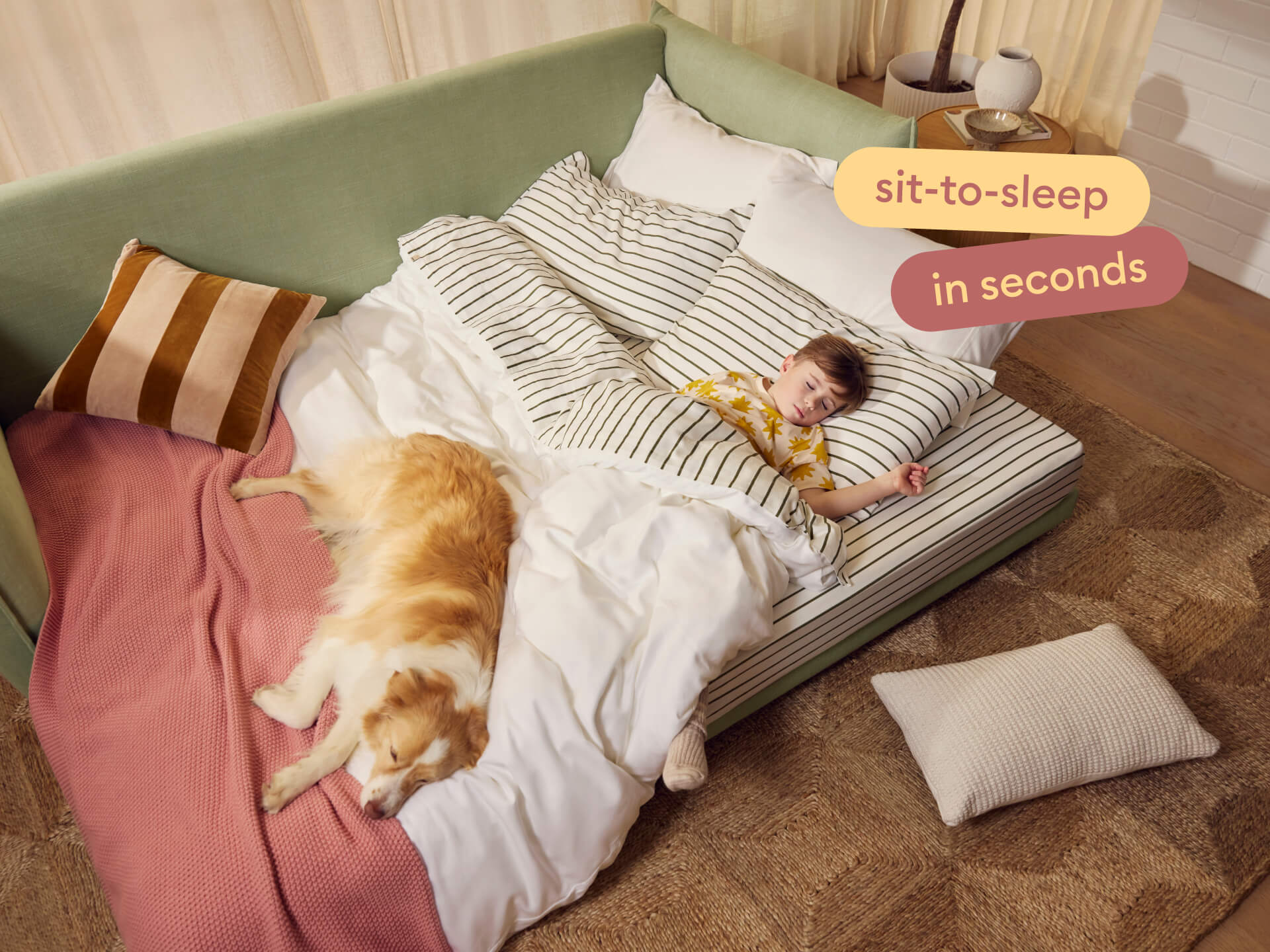Byron Sofa Bed [3rd Gen] - 3.5-Seater / Cool Cactus