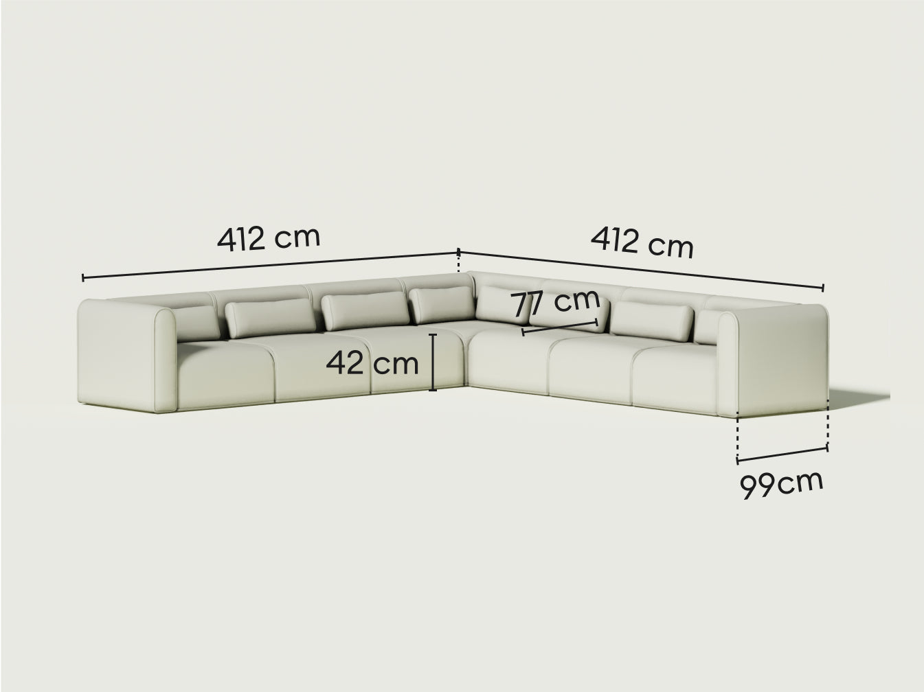 Bangalow Modular Sofa - Corner / 10-Seater / Sand Dune (Luxe edition)