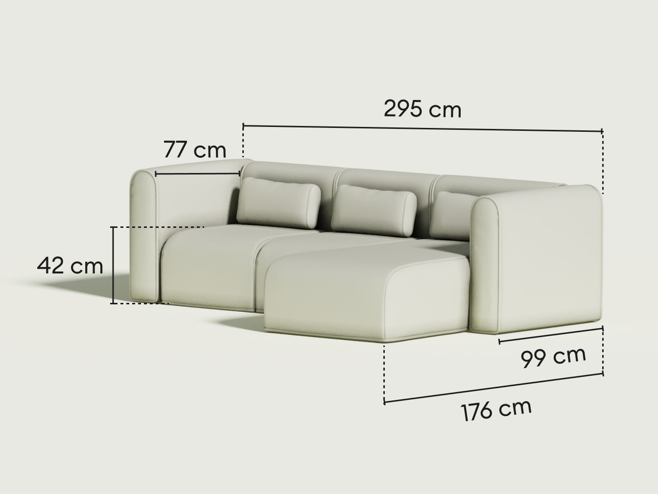 Bangalow Modular Sofa - Chaise / 3.5-Seater / Sand Dune (Luxe edition)