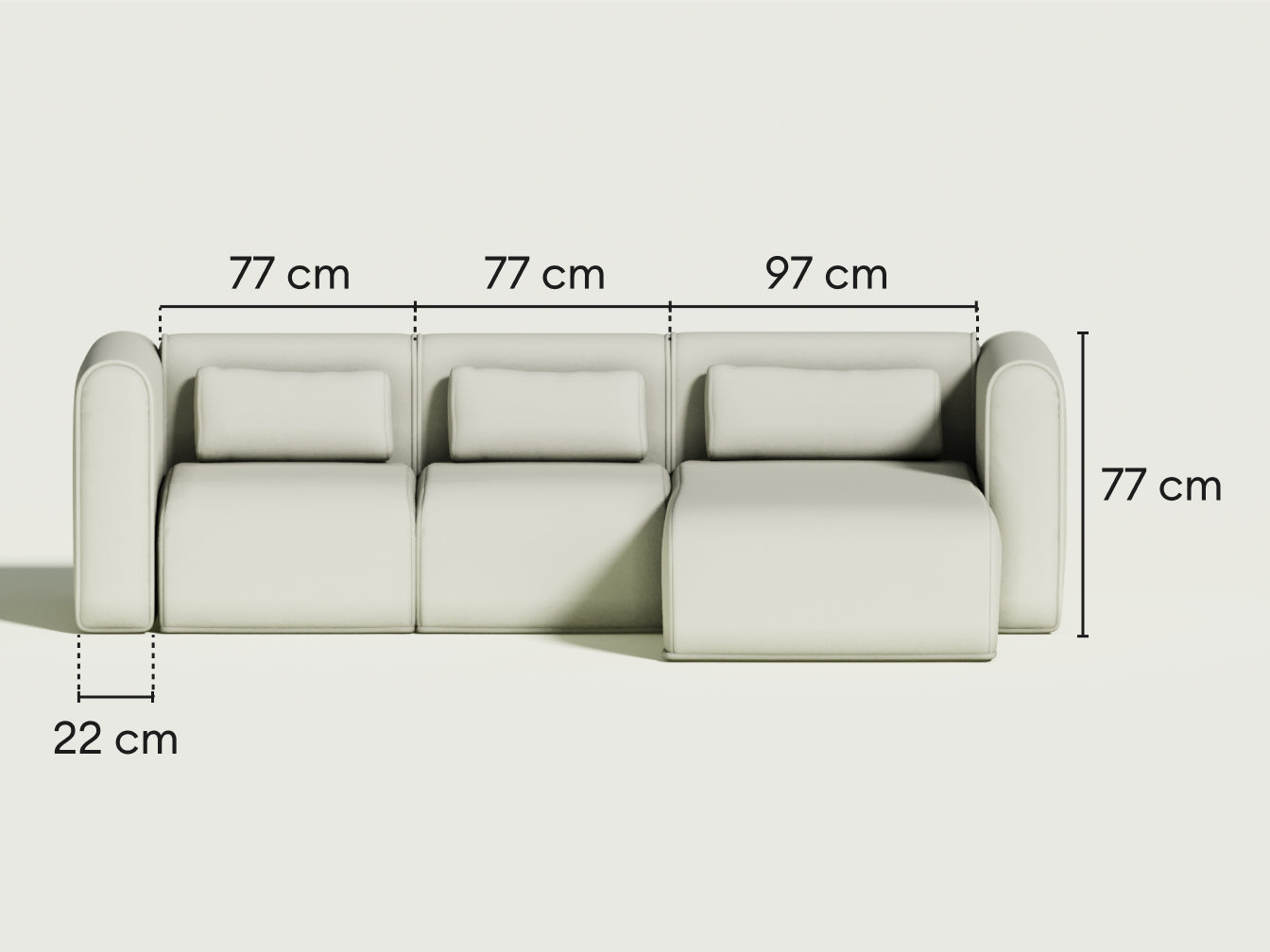 Bangalow Modular Sofa - Chaise / 3.5-Seater / Sand Dune (Luxe edition)