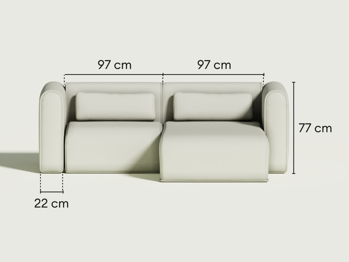 Bangalow Modular Sofa - Chaise / 3-Seater / Limestone (Luxe edition)