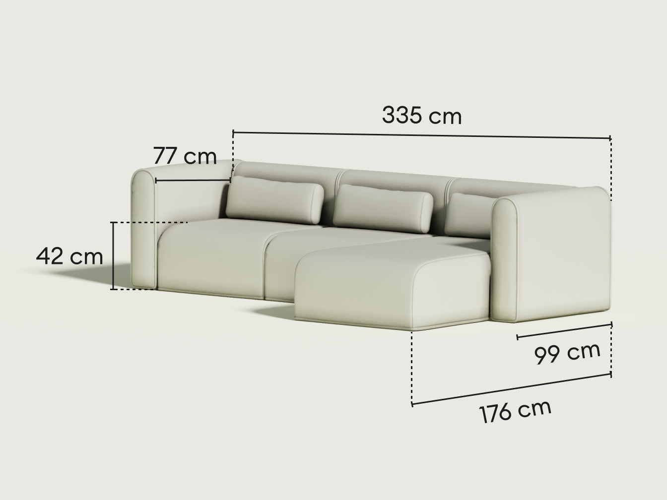 Bangalow Modular Sofa - Chaise / 4.5-Seater / Sand Dune (Luxe edition)