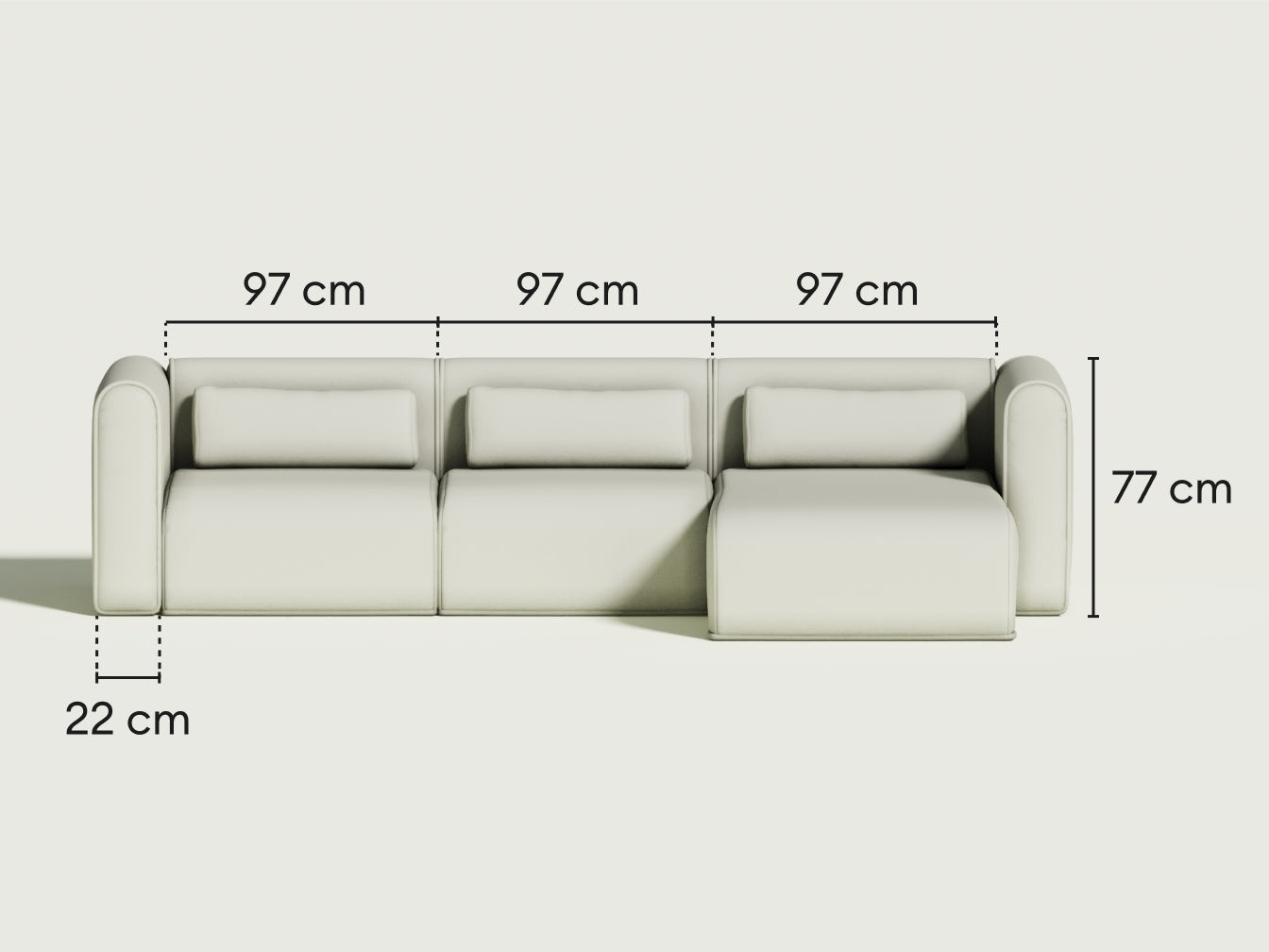 Bangalow Modular Sofa - Chaise / 4.5-Seater / Sand Dune (Luxe edition)