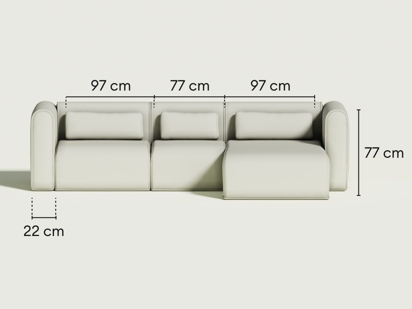 Bangalow Modular Sofa - Chaise / 4-Seater / Green Wattle