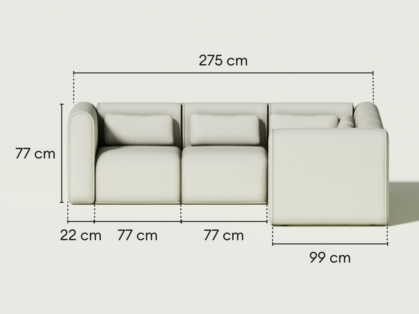 Bangalow Modular Sofa - Corner / 5-Seater / Green Wattle
