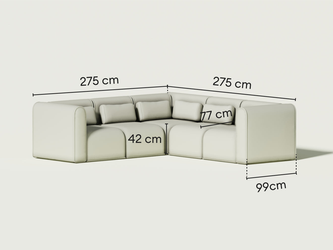 Bangalow Modular Sofa - Corner / 5-Seater / Green Wattle