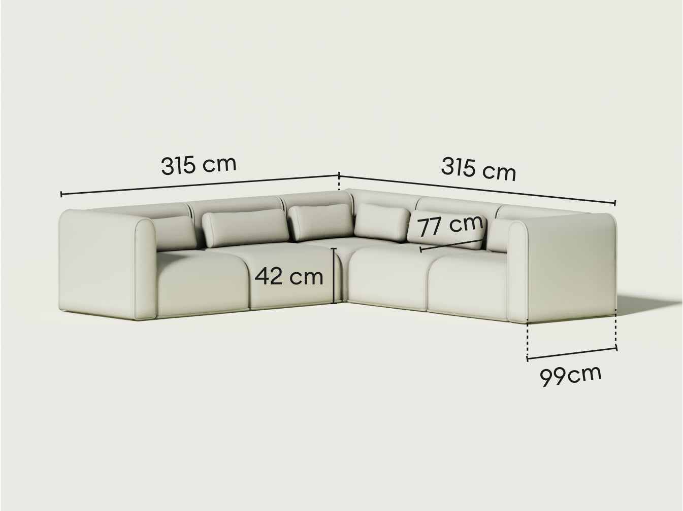 Bangalow Modular Sofa - Corner / 7-Seater / Sand Dune (Luxe edition)