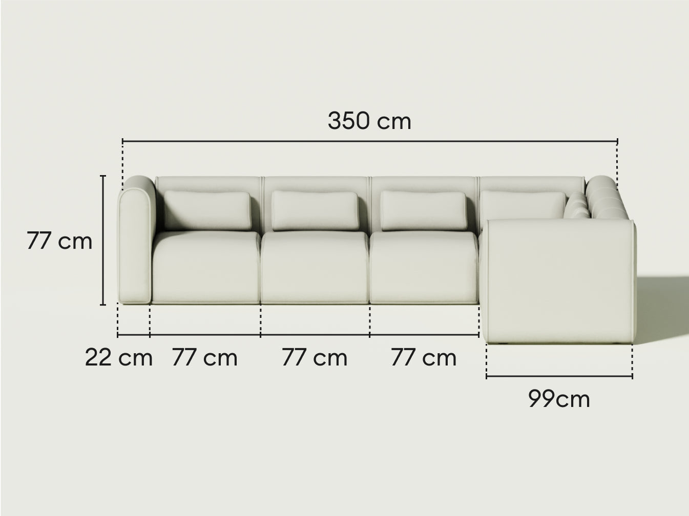 Bangalow Modular Sofa - Corner / 8-Seater / Limestone (Luxe edition)