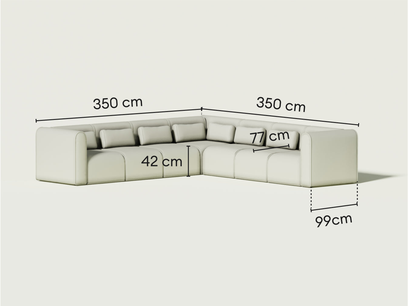 Bangalow Modular Sofa - Corner / 8-Seater / Limestone (Luxe edition)