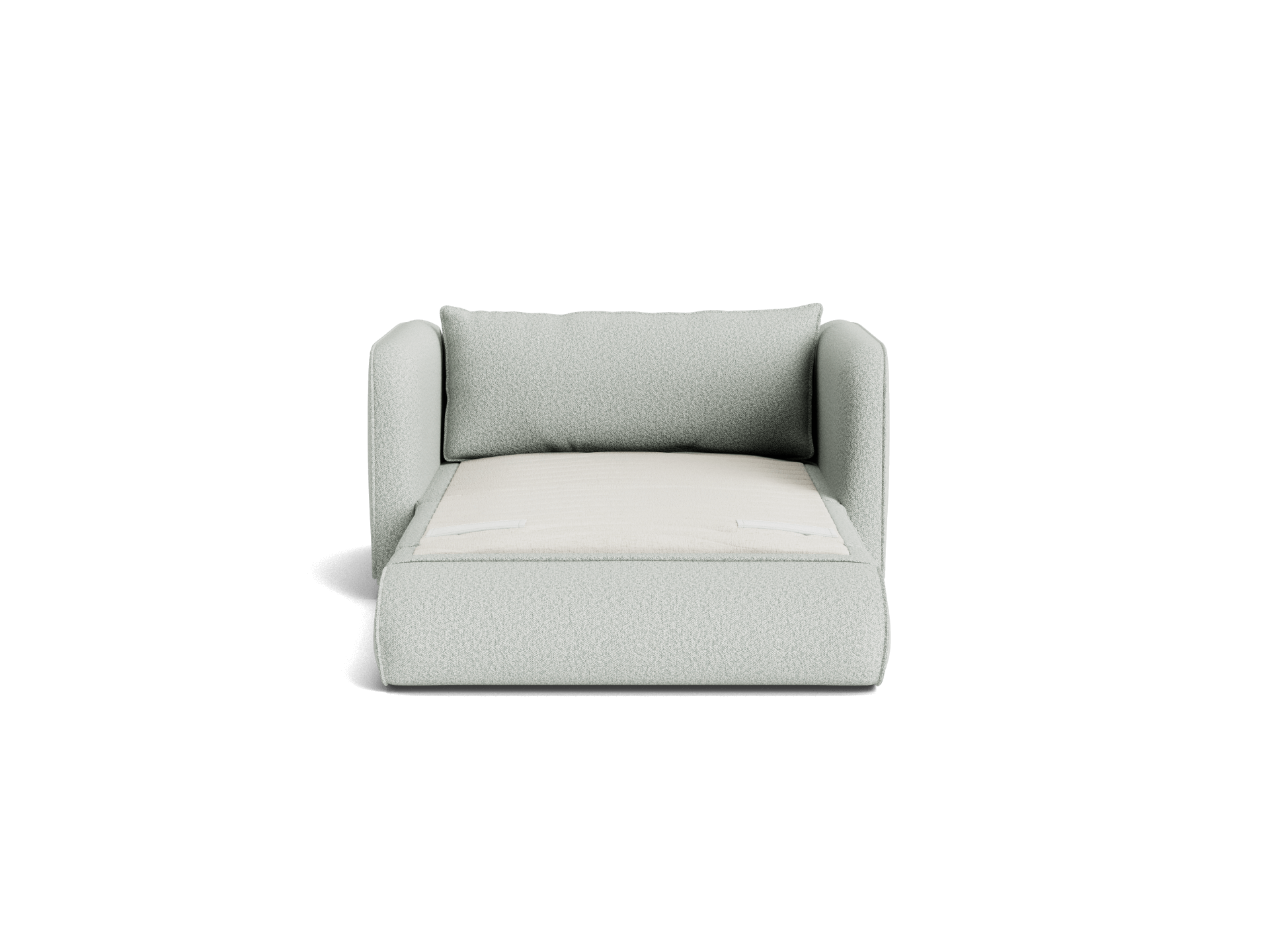 Light grey pet sofa with high sides and a beige cushion, designed for cosy pet lounging. Perfect for stylish living rooms.