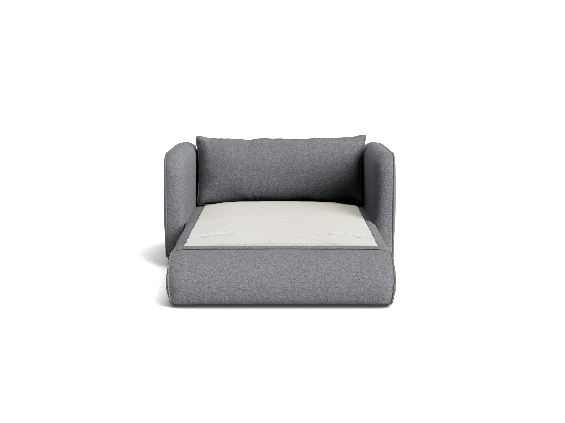 Dark grey pet sofa with a beige cushion, featuring high curved armrests. Minimalist design suitable for cats or small dogs.