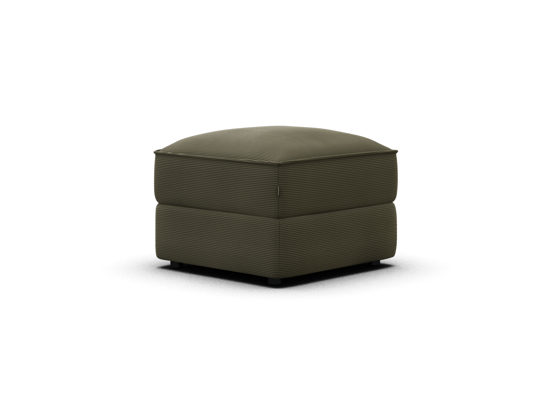 Koala Sofa Bed Ottoman in olive green corduroy front view on grey studio background