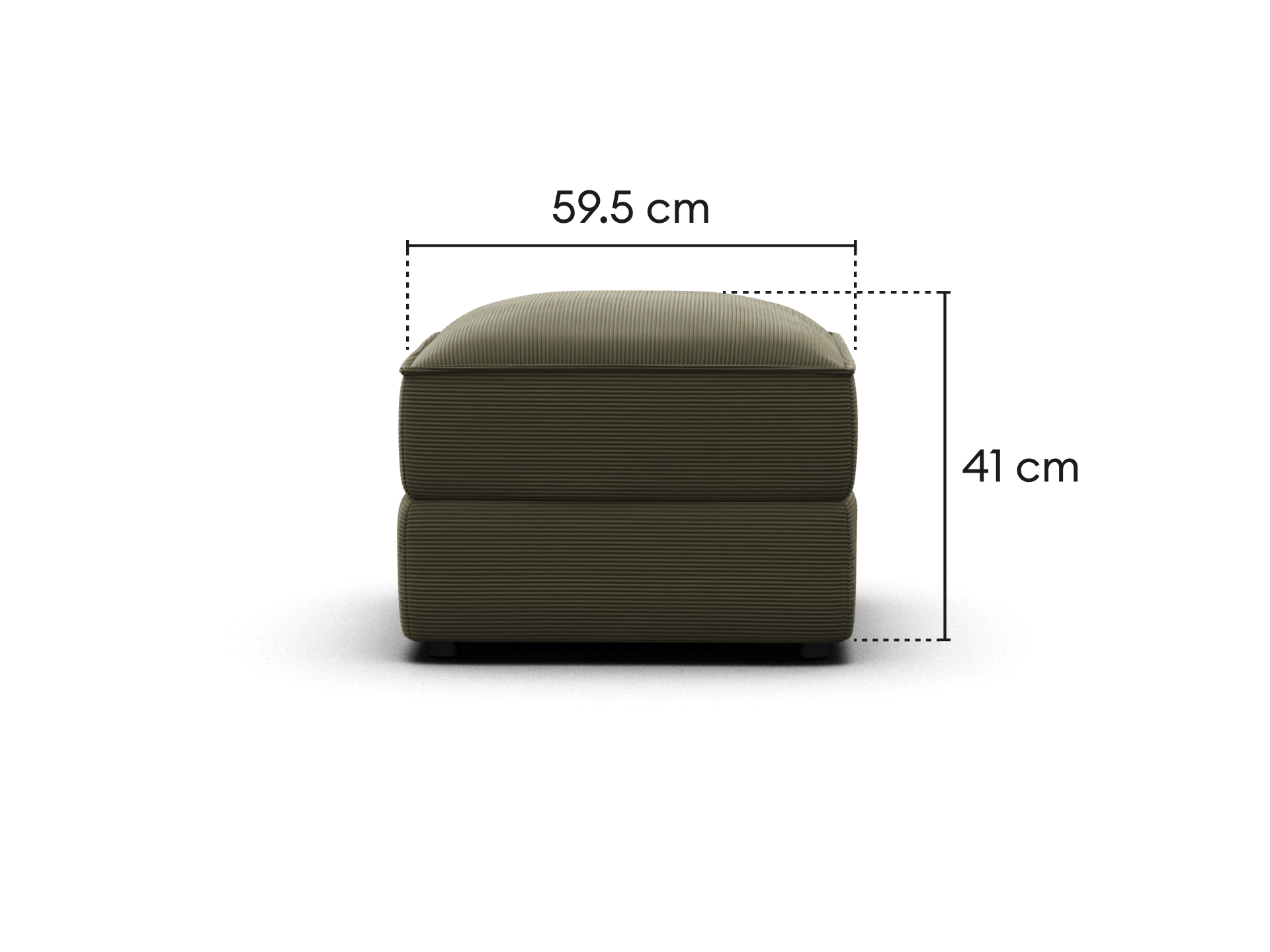 Koala Sofa Bed Ottoman in olive green corduroy studio product shot on grey background