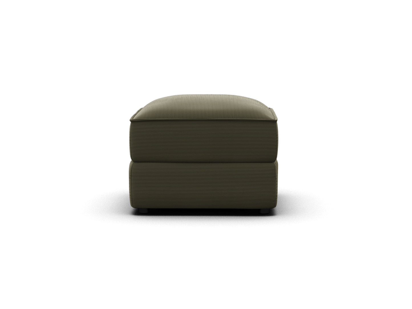Koala Sofa Bed Ottoman in olive green corduroy close-up fabric detail in styled living room