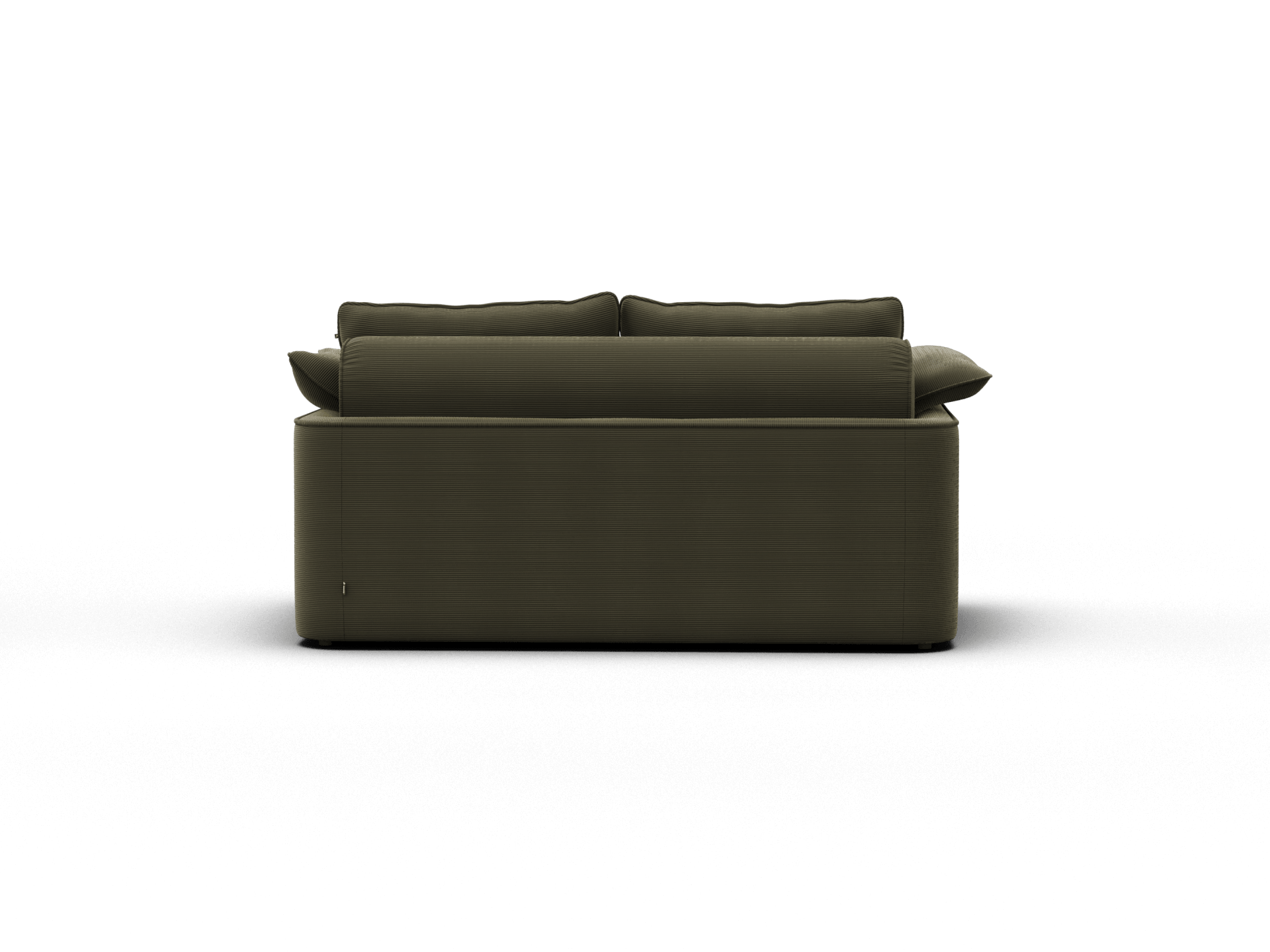 Koala Sofa Bed Queen in olive green corduroy side profile view sofa mode on grey studio background