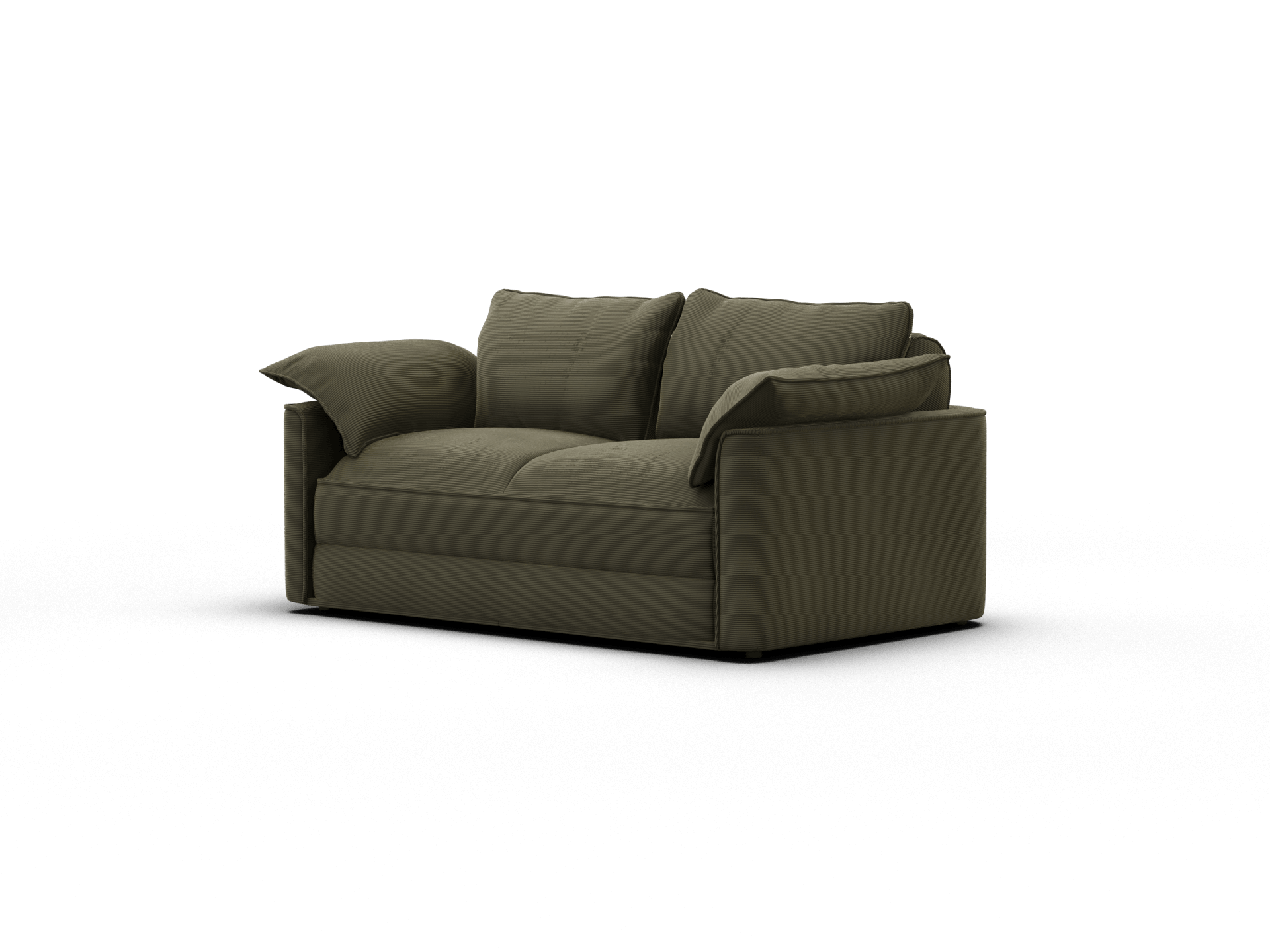 Koala Sofa Bed Queen in olive green corduroy studio product view on grey background