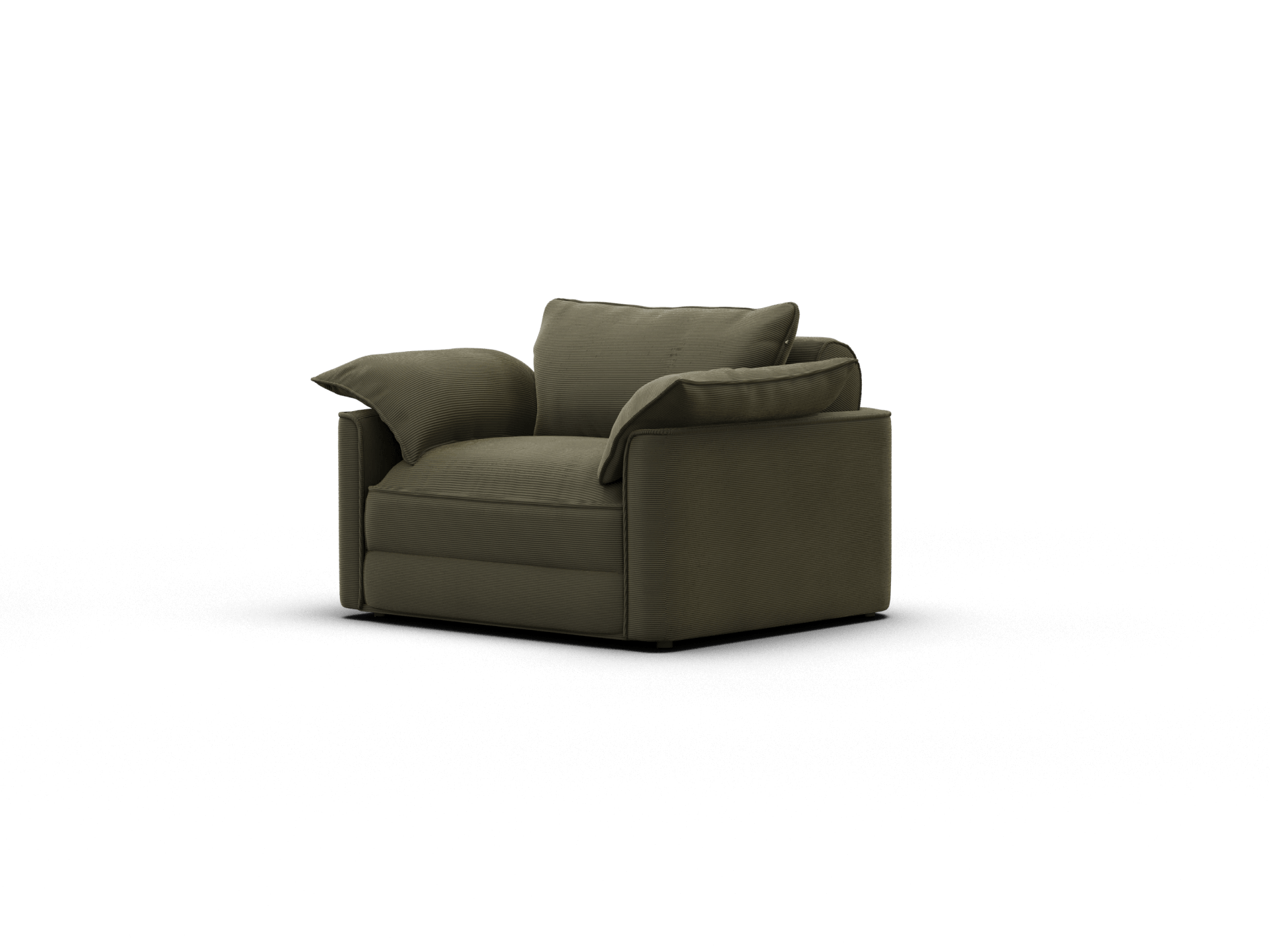 Koala Sofa Bed Single in olive green corduroy product detail view on grey studio background