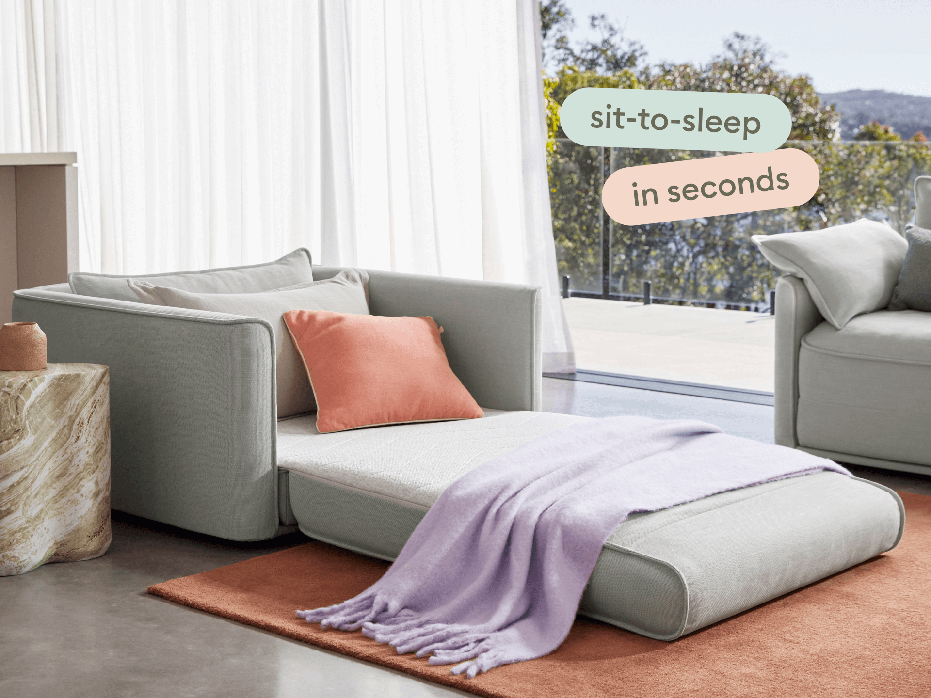 Koala Sofa Bed and Ottoman [4th Gen] Bundle - Morning Fog / 1.5-Seater (Single)