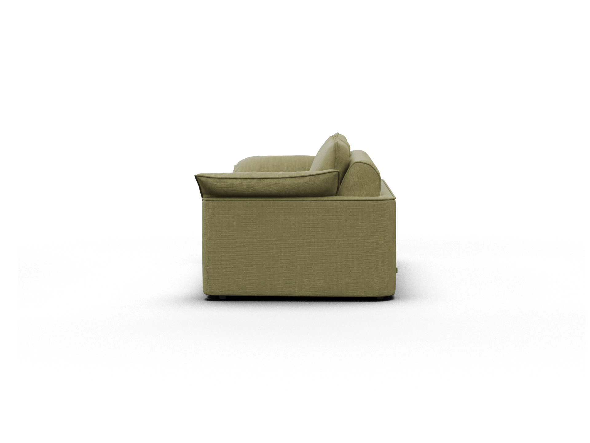 Koala Cushy Sofa Bed in olive green studio rear view showing back panel