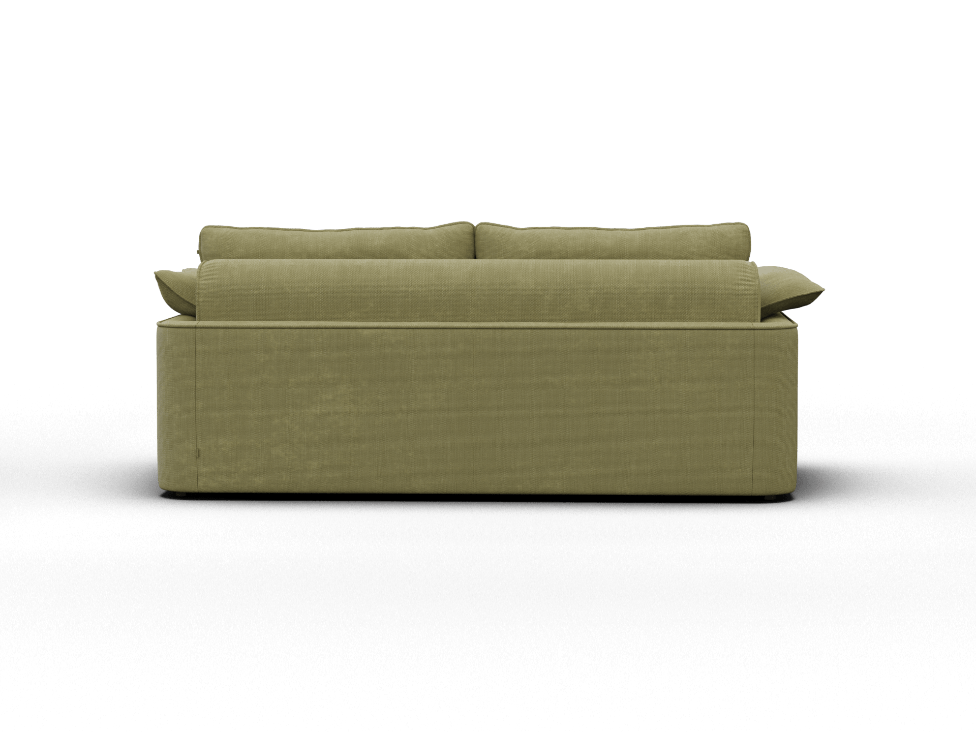Koala Cushy Sofa Bed in olive green studio rear three-quarter view