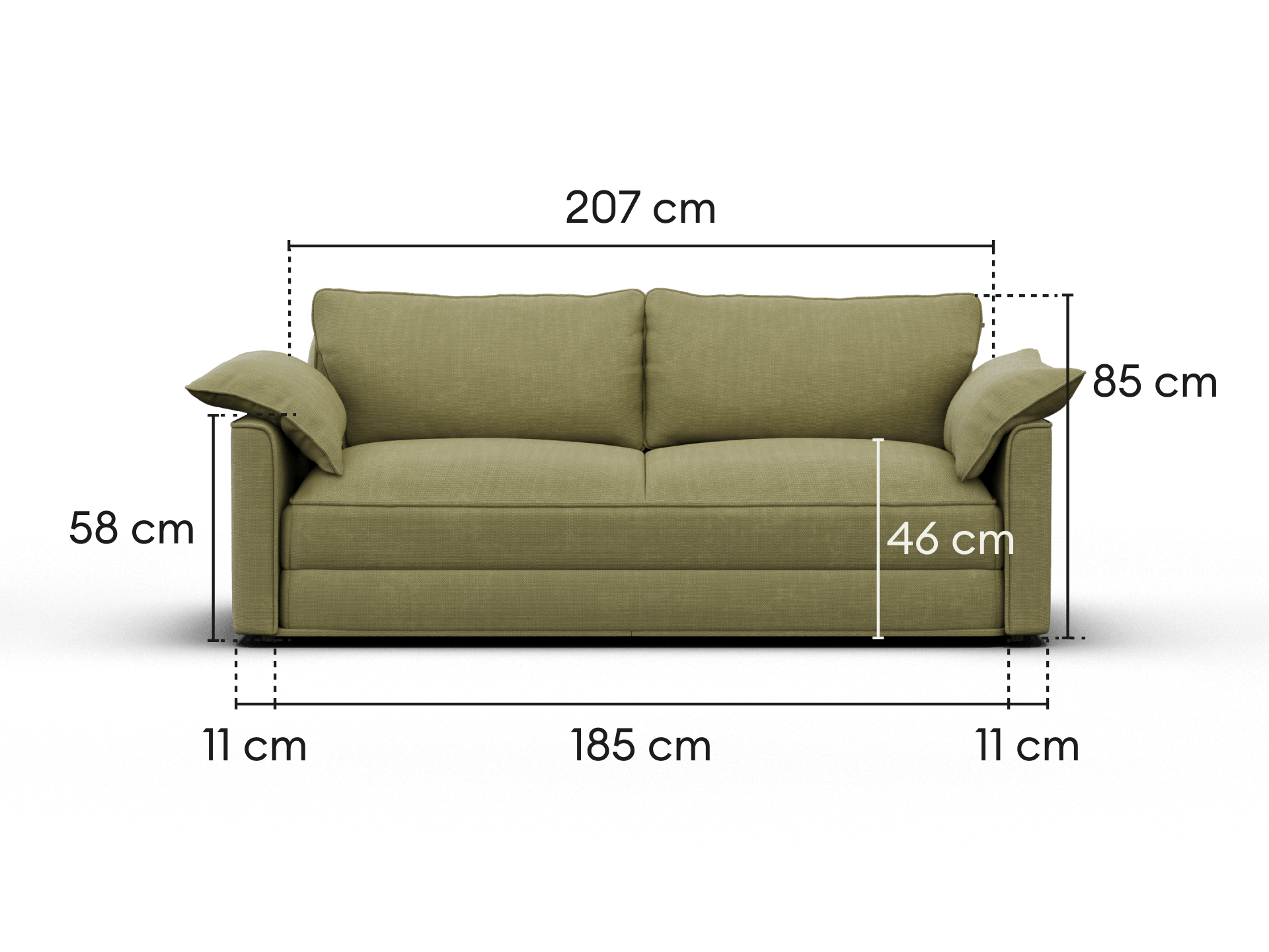 Koala Cushy Sofa Bed king olive green sofa mode dimensions diagram