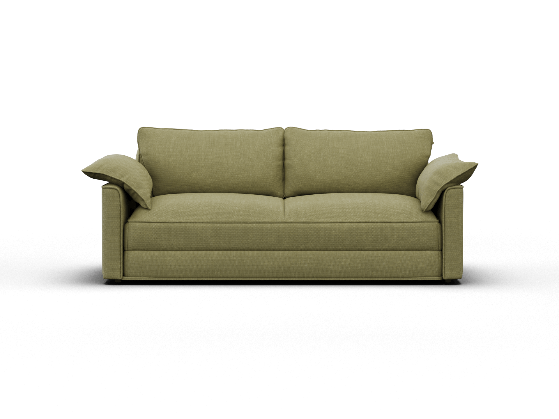 Koala Cushy Sofa Bed in olive green studio front view in sofa mode