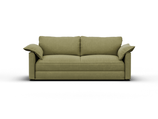 Koala Cushy Sofa Bed in olive green studio front view in sofa mode