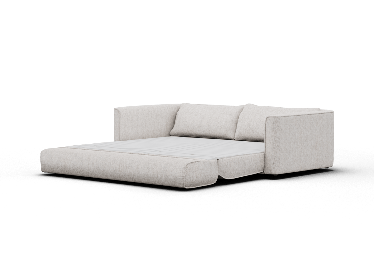 Koala Cushy Sofa Bed in sandstone studio view unfolded flat in bed mode