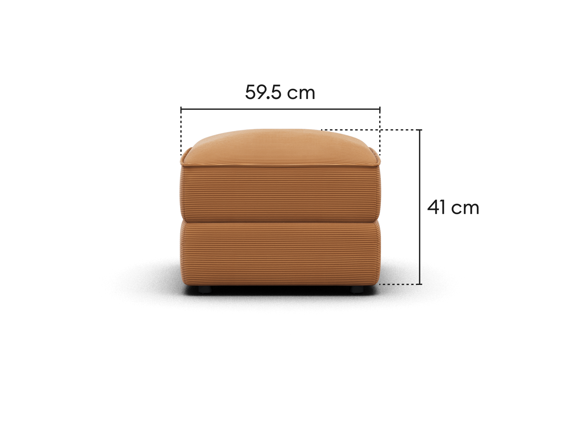 Koala Sofa Bed Ottoman in terracotta corduroy angled view on grey studio background