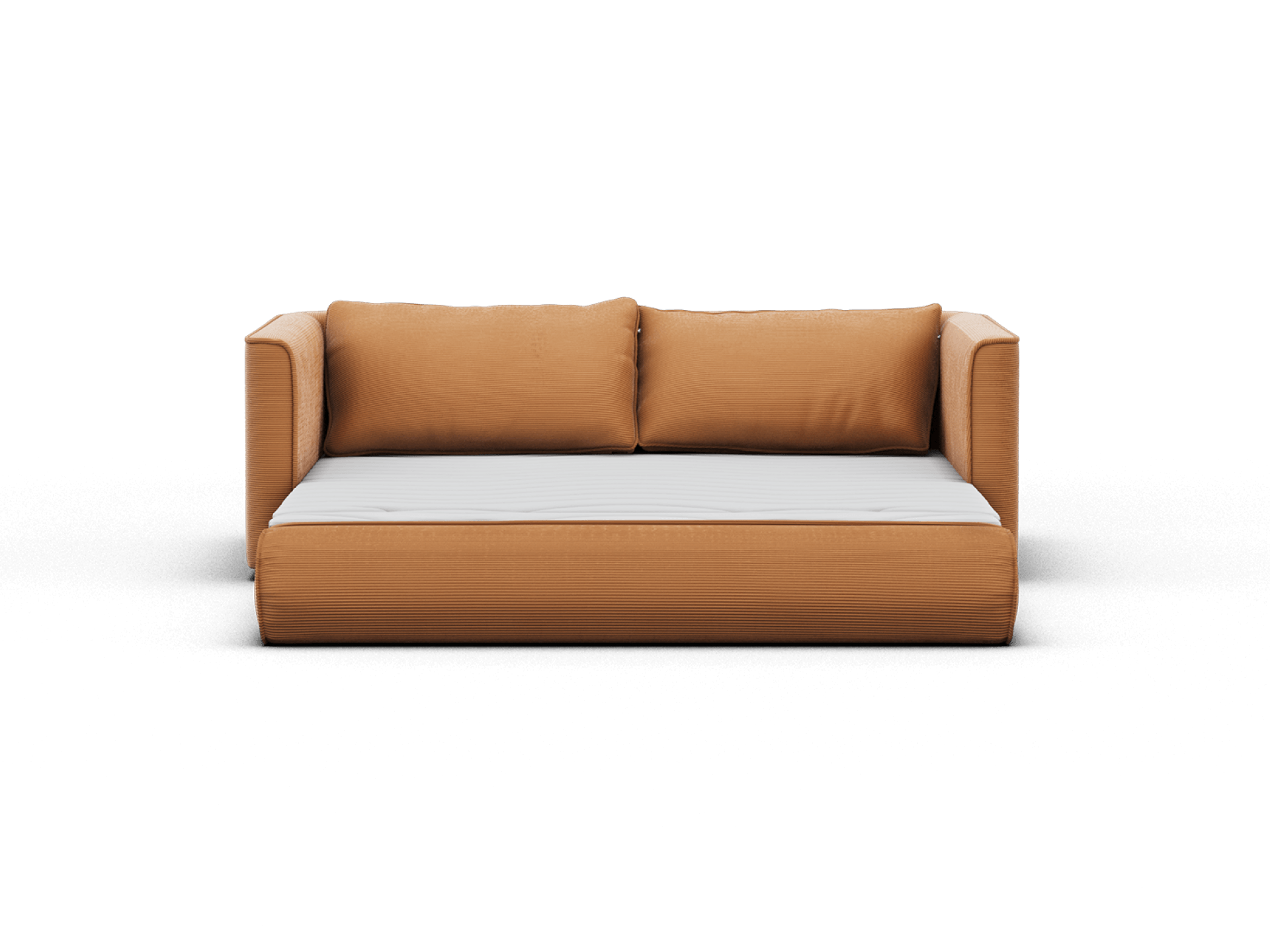 Koala Sofa Bed Queen in terracotta corduroy product detail view on grey studio background