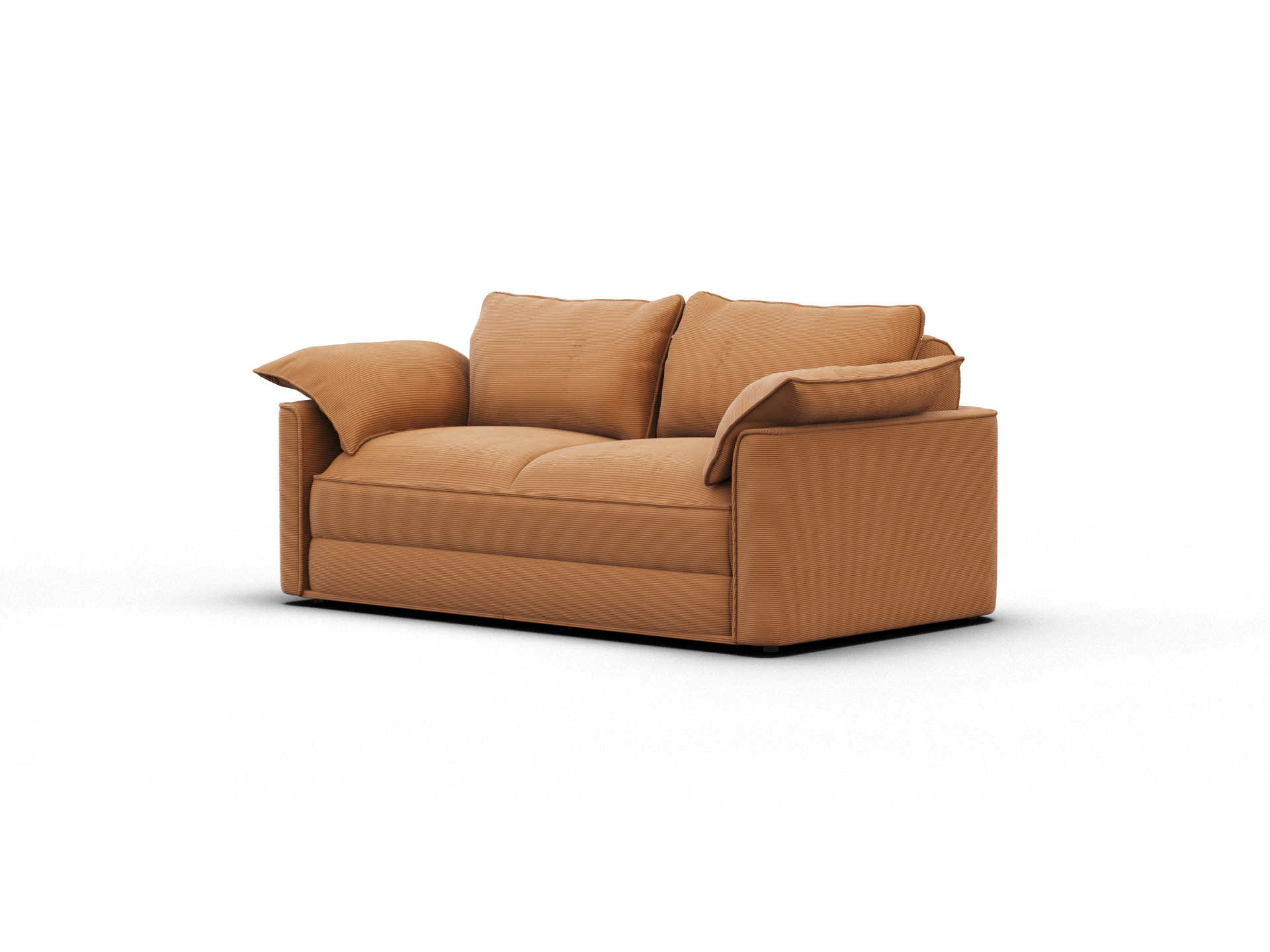 Koala Sofa Bed Queen in terracotta corduroy three-quarter angle sofa mode on grey studio background