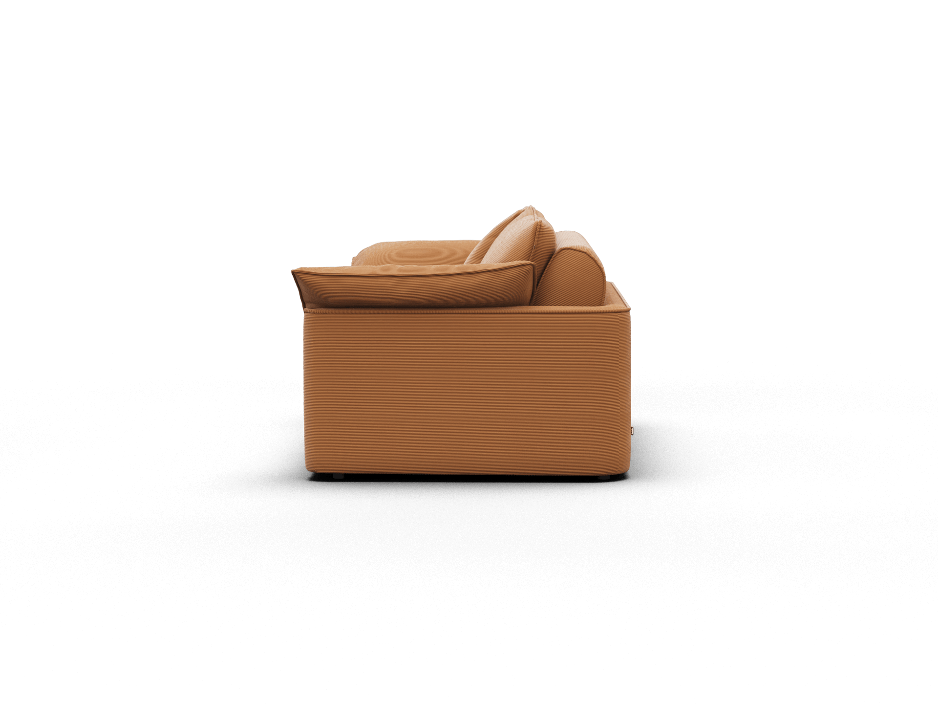 Koala Sofa Bed Queen in terracotta corduroy side profile view sofa mode on grey studio background
