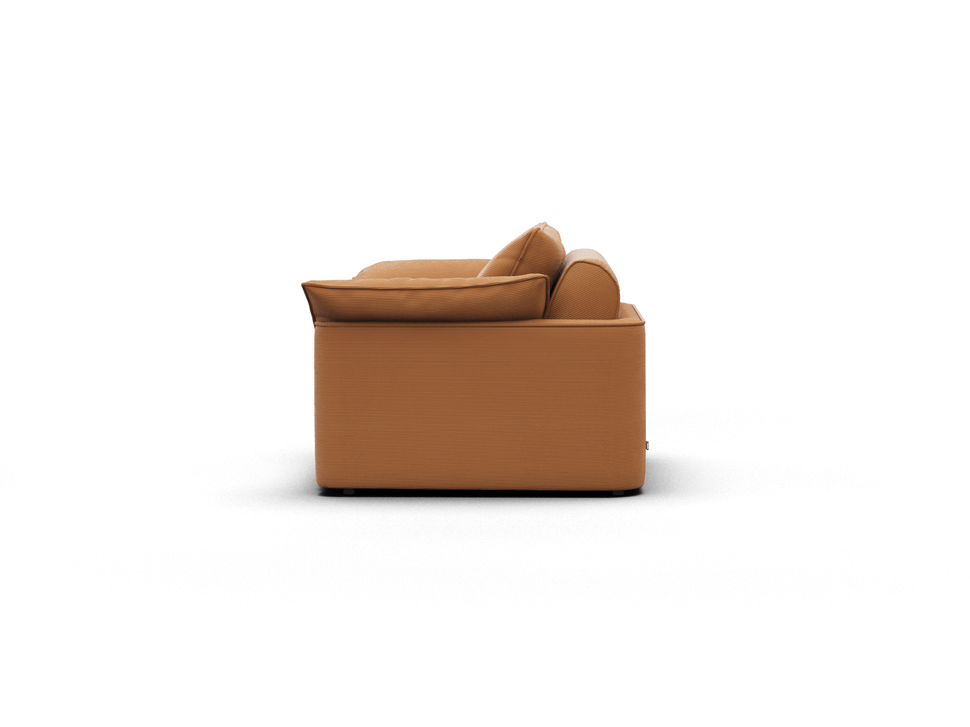 Koala Sofa Bed Single in terracotta corduroy product detail view on grey studio background