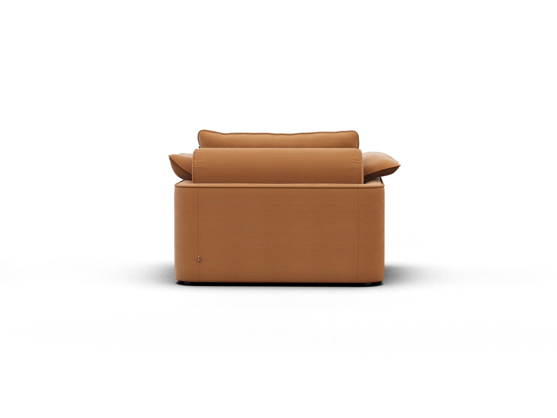 Koala Sofa Bed Single in terracotta corduroy unfolded into bed mode three-quarter view on grey studio background